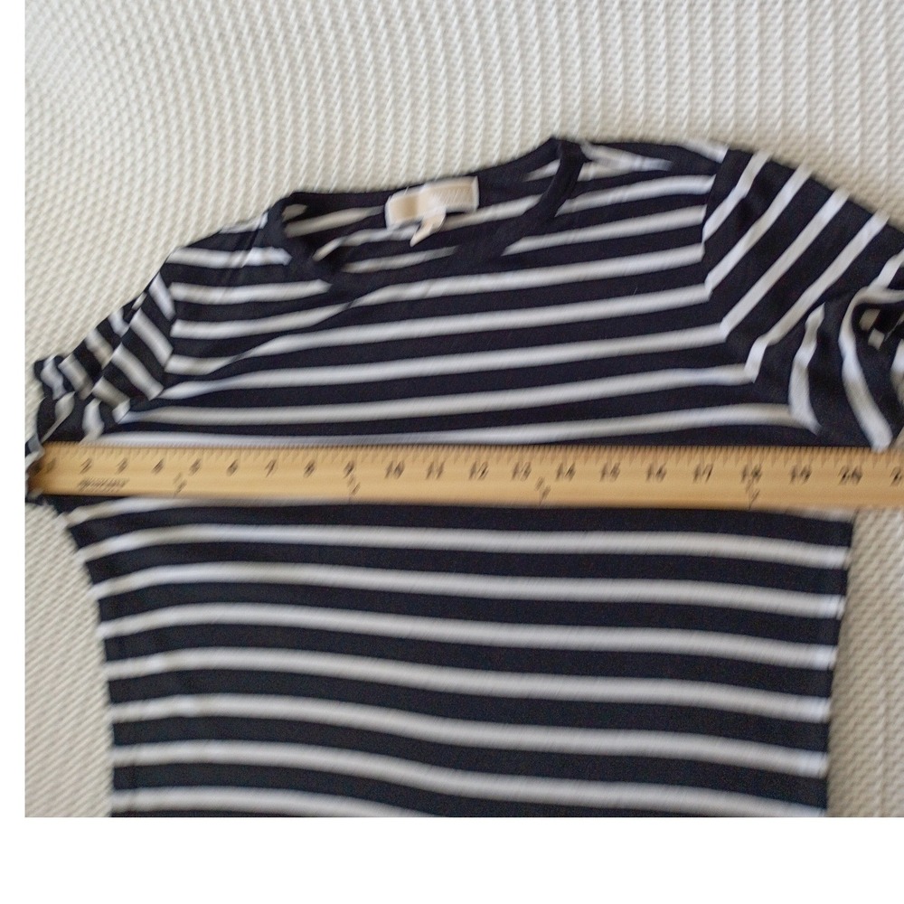 Michael Kors Nautical Black White‎ Cotton Striped Short Slve Maxi Dress Fits S/M - Picture 6 of 13